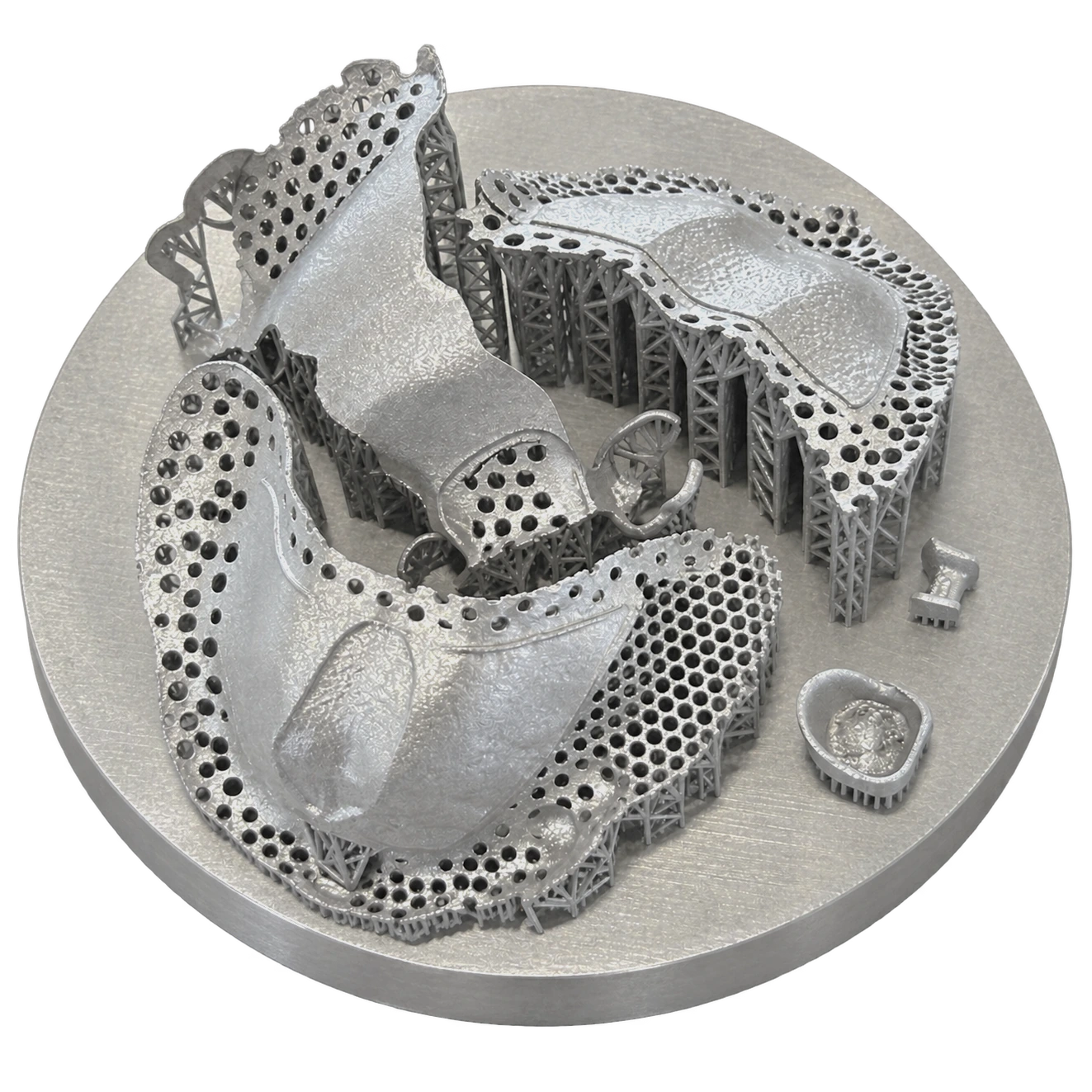 Partial denture framework on plate