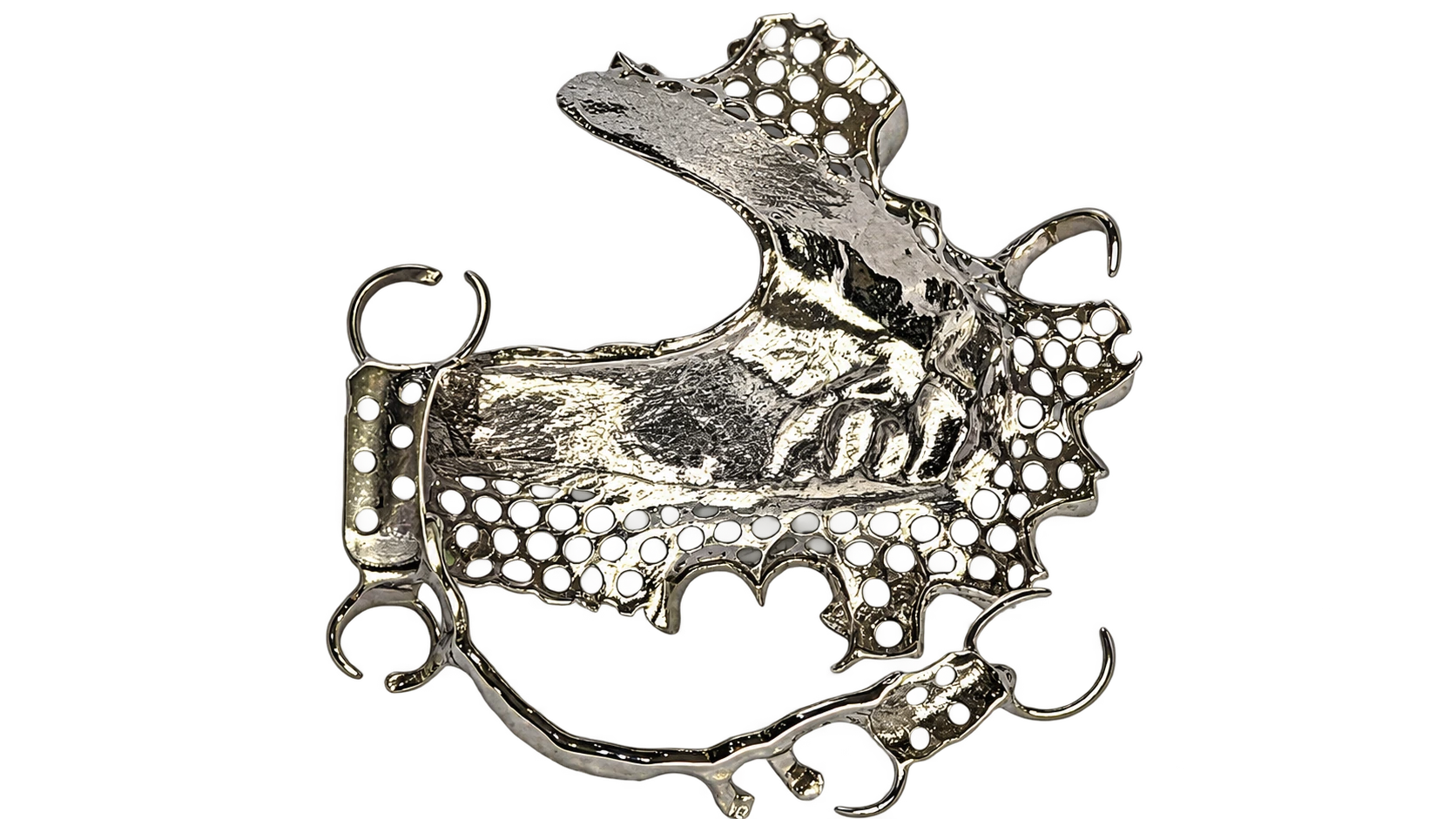 Polished metal dental framework
